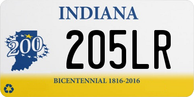 IN license plate 205LR