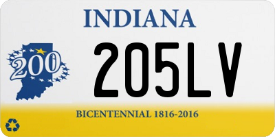 IN license plate 205LV