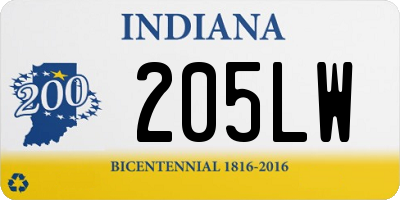 IN license plate 205LW