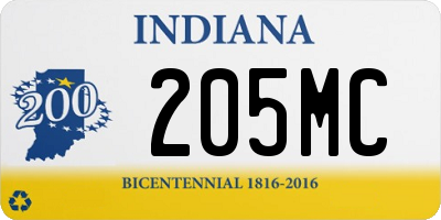 IN license plate 205MC