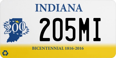 IN license plate 205MI