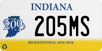 IN license plate 205MS