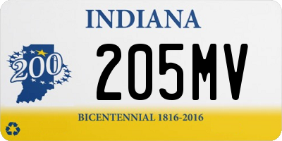 IN license plate 205MV