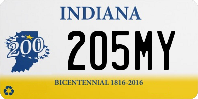IN license plate 205MY