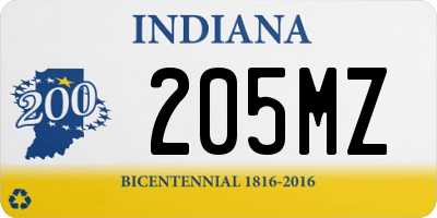 IN license plate 205MZ