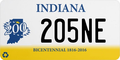 IN license plate 205NE