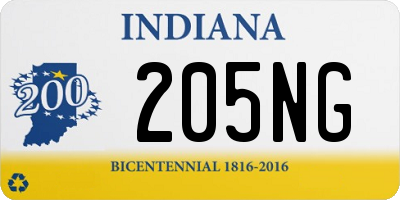 IN license plate 205NG