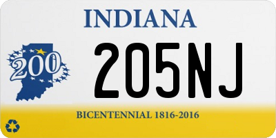 IN license plate 205NJ