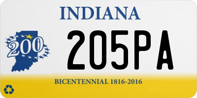 IN license plate 205PA