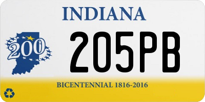 IN license plate 205PB