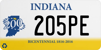 IN license plate 205PE