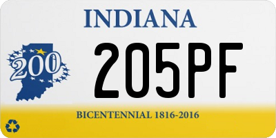 IN license plate 205PF