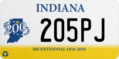 IN license plate 205PJ