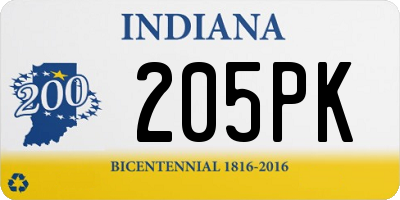 IN license plate 205PK