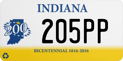 IN license plate 205PP