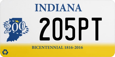 IN license plate 205PT