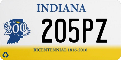 IN license plate 205PZ