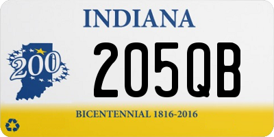 IN license plate 205QB