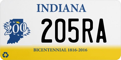 IN license plate 205RA