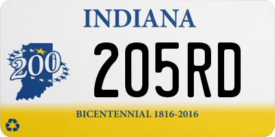 IN license plate 205RD