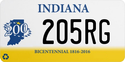 IN license plate 205RG