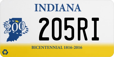 IN license plate 205RI