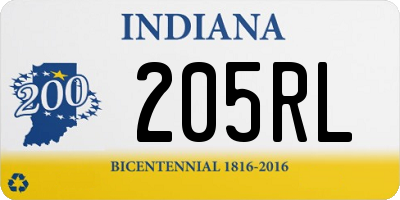 IN license plate 205RL