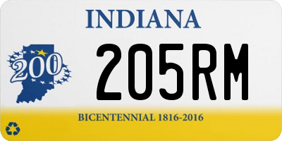 IN license plate 205RM