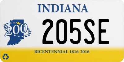 IN license plate 205SE