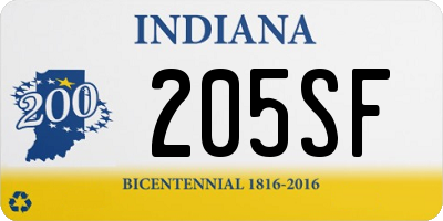 IN license plate 205SF