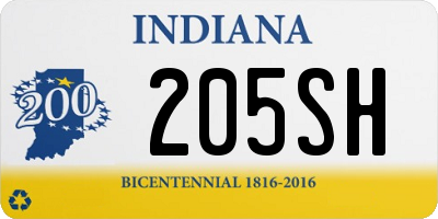 IN license plate 205SH