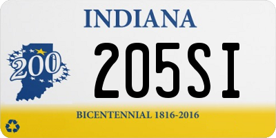 IN license plate 205SI