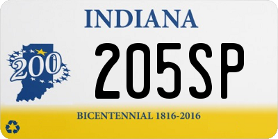 IN license plate 205SP