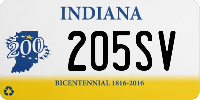 IN license plate 205SV