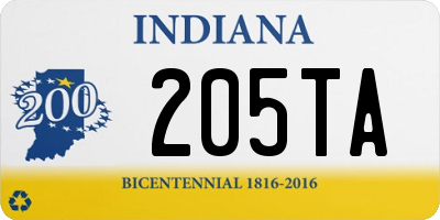 IN license plate 205TA