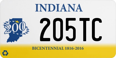 IN license plate 205TC