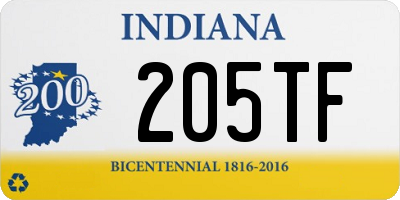 IN license plate 205TF