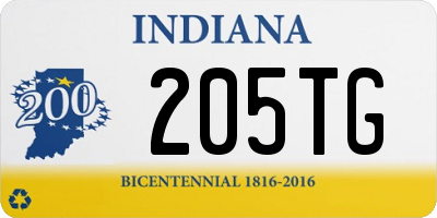 IN license plate 205TG