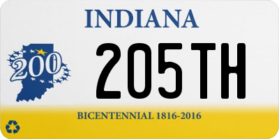 IN license plate 205TH