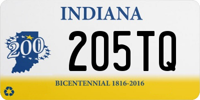 IN license plate 205TQ