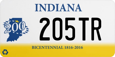 IN license plate 205TR