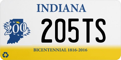 IN license plate 205TS