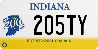 IN license plate 205TY