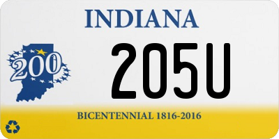 IN license plate 205U