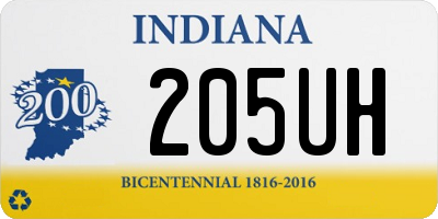 IN license plate 205UH