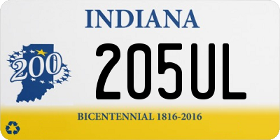 IN license plate 205UL