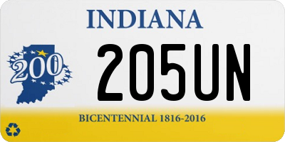 IN license plate 205UN