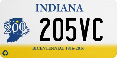 IN license plate 205VC