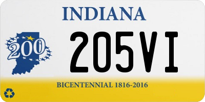 IN license plate 205VI