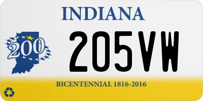 IN license plate 205VW